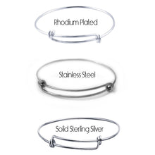 Load image into Gallery viewer, Cape May NJ Flat Mini Sterling Silver Beach Bangle with Swarovski Crystal