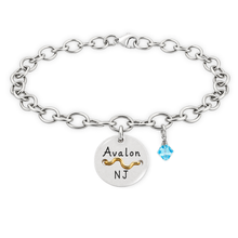 Load image into Gallery viewer, Avalon Beach Tag Charm Bracelet – Hand-Stamped NJ Jewelry
