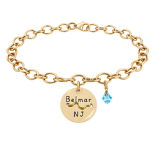 Load image into Gallery viewer, Belmar Beach Tag Charm Bracelet – Hand-Stamped NJ Jewelry
