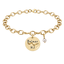 Load image into Gallery viewer, Belmar Beach Tag Charm Bracelet – Hand-Stamped NJ Jewelry
