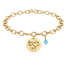 Load image into Gallery viewer, Brielle Beach Tag Charm Bracelet – Hand-Stamped NJ Jewelry
