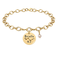Load image into Gallery viewer, Brielle Beach Tag Charm Bracelet – Hand-Stamped NJ Jewelry
