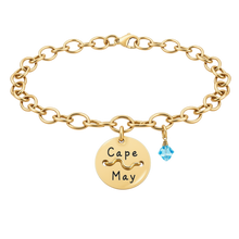 Load image into Gallery viewer, Cape May Beach Tag Charm Bracelet – Hand-Stamped NJ Jewelry
