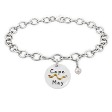 Load image into Gallery viewer, Cape May Beach Tag Charm Bracelet – Hand-Stamped NJ Jewelry
