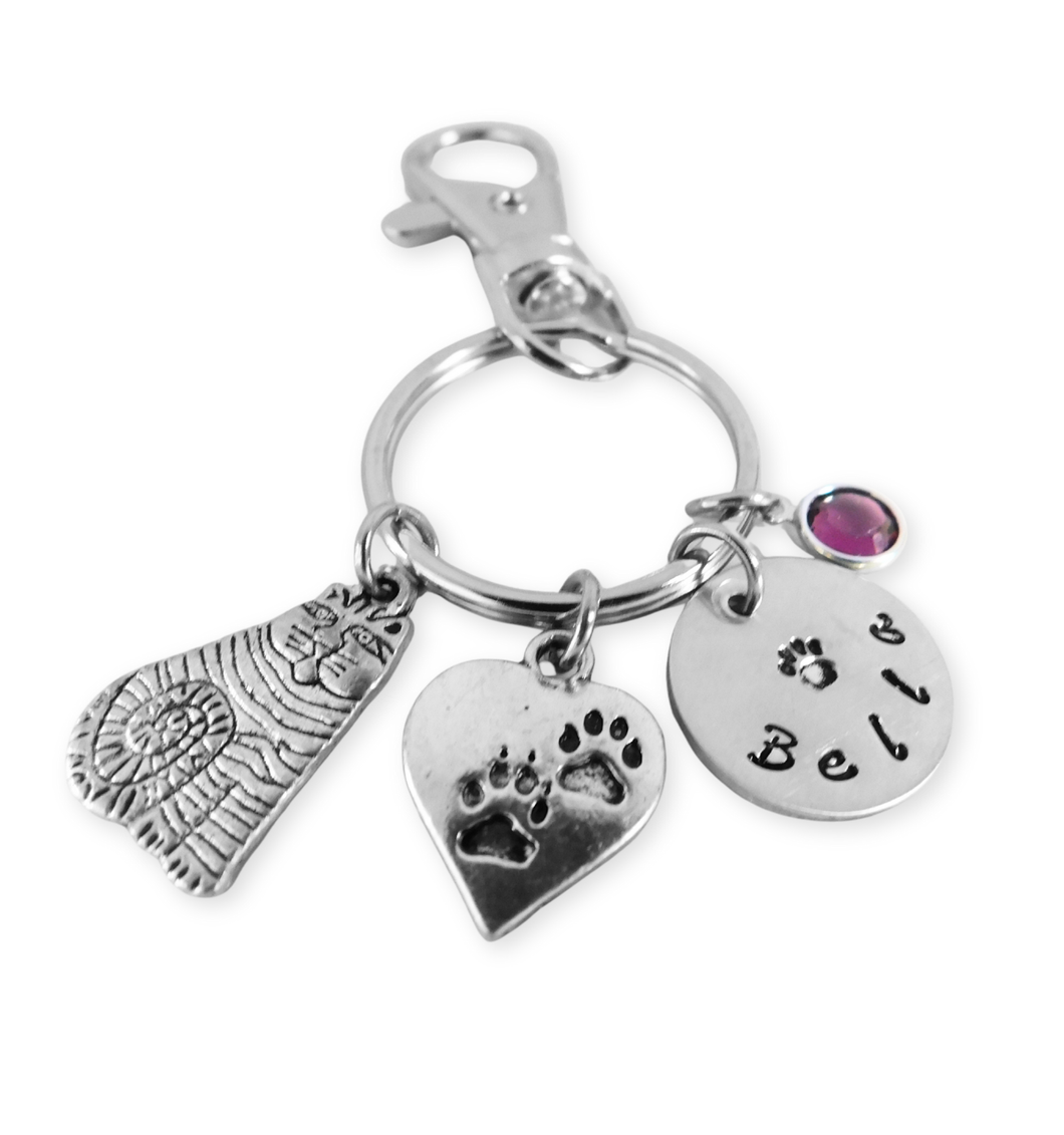 Cool Cat Pet Name Charm Key Ring