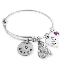 Load image into Gallery viewer, Cool Cat Pet Name Charm Expandable Bangle
