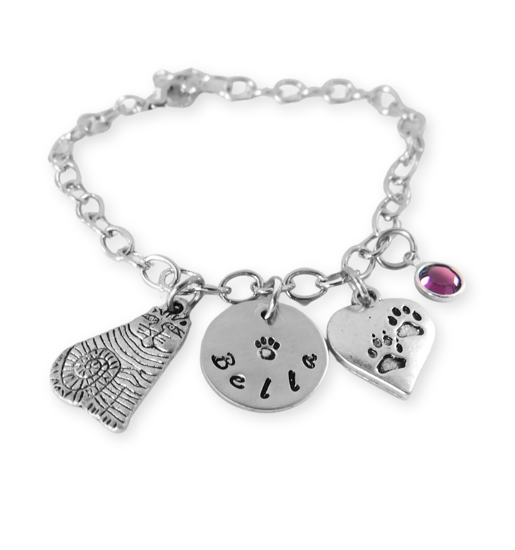 Cool Cat Pet Name Charm Bracelet