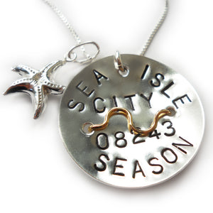 Sterling Silver Beach Badge Necklace