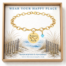 Load image into Gallery viewer, Asbury Park Beach Tag Charm Bracelet – Hand-Stamped NJ Jewelry
