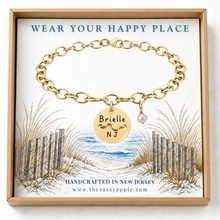 Load image into Gallery viewer, Brielle Beach Tag Charm Bracelet – Hand-Stamped NJ Jewelry
