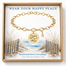 Load image into Gallery viewer, Cape May Beach Tag Charm Bracelet – Hand-Stamped NJ Jewelry
