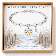 Load image into Gallery viewer, Brielle Beach Tag Charm Bracelet – Hand-Stamped NJ Jewelry
