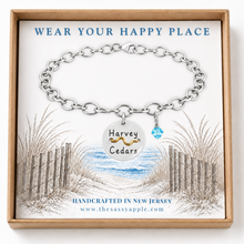 Load image into Gallery viewer, Harvey Cedars Beach Tag Charm Bracelet – Hand-Stamped NJ Jewelry
