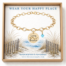 Load image into Gallery viewer, Long Branch Beach Tag Charm Bracelet – Hand-Stamped NJ Jewelry
