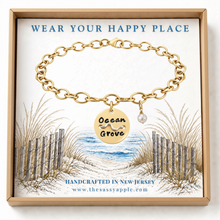 Load image into Gallery viewer, Ocean Grove Beach Tag Charm Bracelet – Hand-Stamped NJ Jewelry
