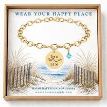 Load image into Gallery viewer, Sea Isle Beach Tag Charm Bracelet – Hand-Stamped NJ Jewelry
