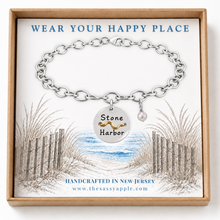 Load image into Gallery viewer, Stone Harbor Beach Tag Charm Bracelet – Hand-Stamped NJ Jewelry
