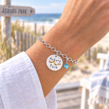 Load image into Gallery viewer, Asbury Park Beach Tag Charm Bracelet – Hand-Stamped NJ Jewelry
