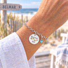 Load image into Gallery viewer, Belmar Beach Tag Charm Bracelet – Hand-Stamped NJ Jewelry
