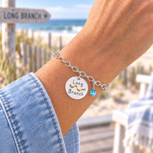 Load image into Gallery viewer, Long Branch Beach Tag Charm Bracelet – Hand-Stamped NJ Jewelry
