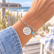 Load image into Gallery viewer, Stone Harbor Beach Tag Charm Bracelet – Hand-Stamped NJ Jewelry
