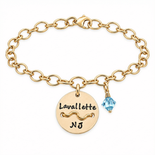 Load image into Gallery viewer, Lavallette Beach Tag Charm Bracelet – Hand-Stamped NJ Jewelry

