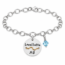 Load image into Gallery viewer, Lavallette Beach Tag Charm Bracelet – Hand-Stamped NJ Jewelry
