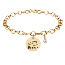 Load image into Gallery viewer, Long Branch Beach Tag Charm Bracelet – Hand-Stamped NJ Jewelry
