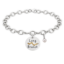 Load image into Gallery viewer, Long Branch Beach Tag Charm Bracelet – Hand-Stamped NJ Jewelry
