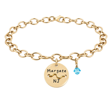 Load image into Gallery viewer, Margate Beach Tag Charm Bracelet – Hand-Stamped NJ Jewelry
