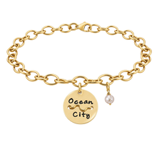 Load image into Gallery viewer, Ocean City Beach Tag Charm Bracelet – Hand-Stamped NJ Jewelry

