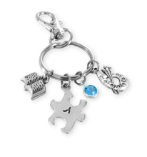 Load image into Gallery viewer, Awareness Little Letters Monogram Charm Key Ring
