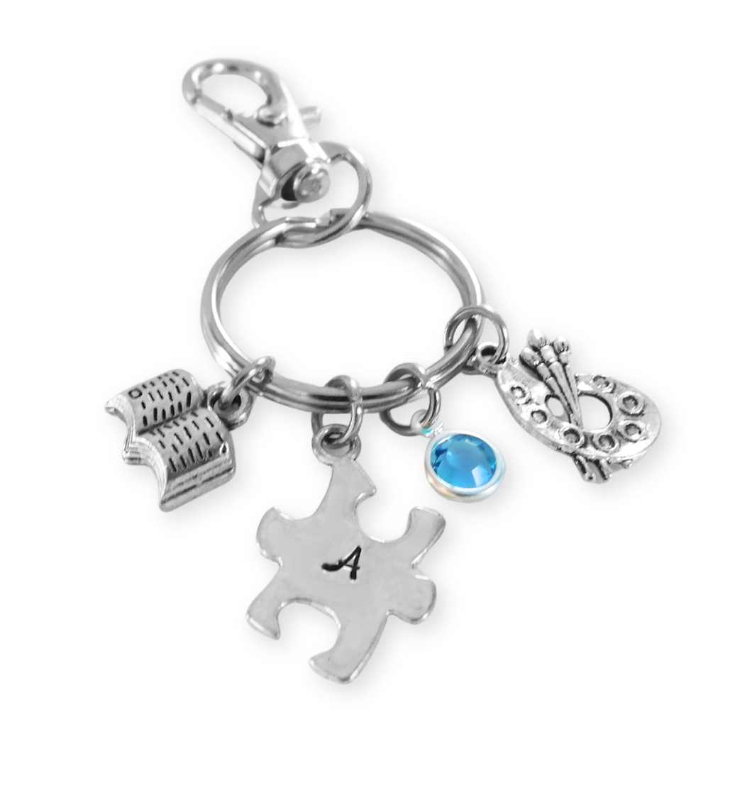 Awareness Little Letters Monogram Charm Key Ring