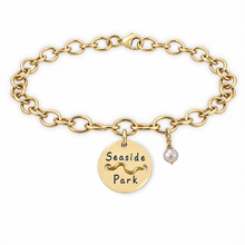 Load image into Gallery viewer, Seaside Park Beach Tag Charm Bracelet – Hand-Stamped NJ Jewelry
