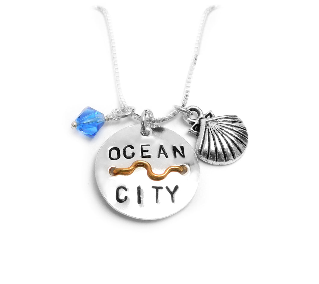 Mini Beach Tag Sterling Silver Necklace