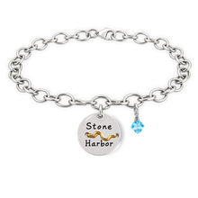 Load image into Gallery viewer, Stone Harbor Beach Tag Charm Bracelet – Hand-Stamped NJ Jewelry
