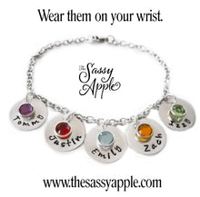 Load image into Gallery viewer, Crystal Birthstones and Names Charm Bracelet for Mom
