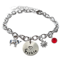 Load image into Gallery viewer, Personalized COW Silvertone Charm Bracelet
