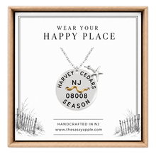Load image into Gallery viewer, Carded jewelry gift box with Harvey Cedars beach tag necklace
