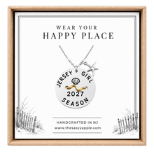 Load image into Gallery viewer, A carded Jersey Girl Beach tag pendant on necklace with starfish in box
