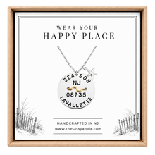 Load image into Gallery viewer, A carded Lavallette, NJ Beach tag pendant on necklace with starfish in box
