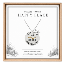 Load image into Gallery viewer, A carded Loveladies, NJ Beach tag pendant on necklace with starfish in box
