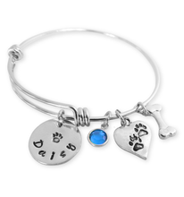 Load image into Gallery viewer, Pet Name Charm Expandable Bangle
