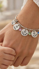 Load and play video in Gallery viewer, Personalized Silvertone Names Bangle for Mom
