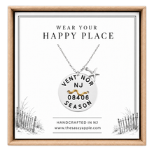 Load image into Gallery viewer, A carded Ventnor, NJ Beach tag pendant on necklace with starfish in box
