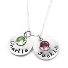 Load image into Gallery viewer, Sterling Silver Name Necklace with Swarovski Birthstone
