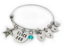 Load image into Gallery viewer, Beach Mom Bangle with Heart Initials
