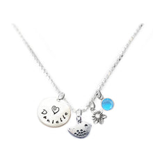 Load image into Gallery viewer, Personalized BIRDIE Charm Necklace with Sterling Silver Name
