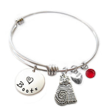 Load image into Gallery viewer, Personalized FAT CAT Bangle Bracelet with Sterling Silver Name
