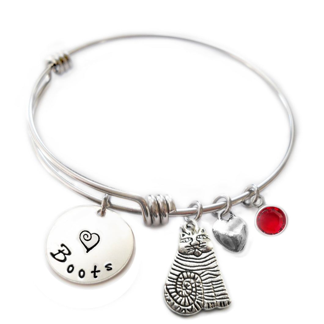 Personalized FAT CAT Bangle Bracelet with Sterling Silver Name